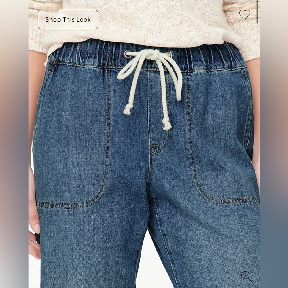 J. Crew Blue Denim Elastic Waste Drawstring Pants/Jeans - Picture 2 of 11